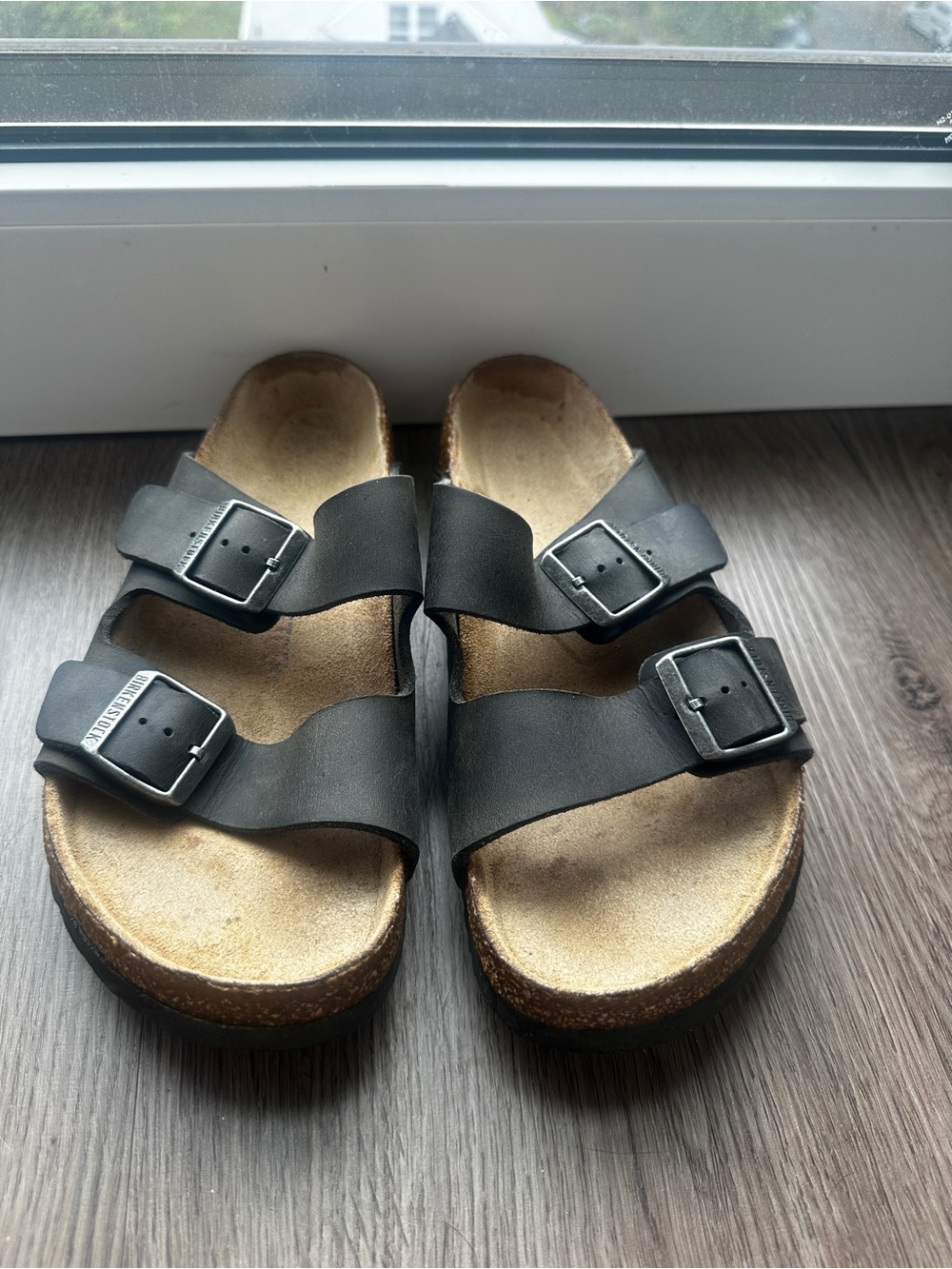 Men’s 12-12.5 Birkenstock Black Two-Strap Sandals